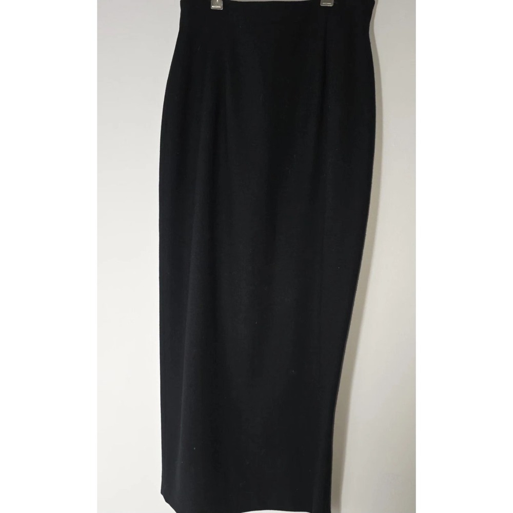 Vintage Jones Wear Wool Maxi Pencil Skirt Black Size 6 Slit skirt career USA